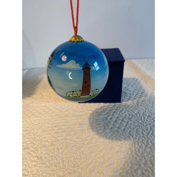 Vintage Beechcombers Lighthouse Gulf Coast Glass Ornament with Box - Picture 2 of 10